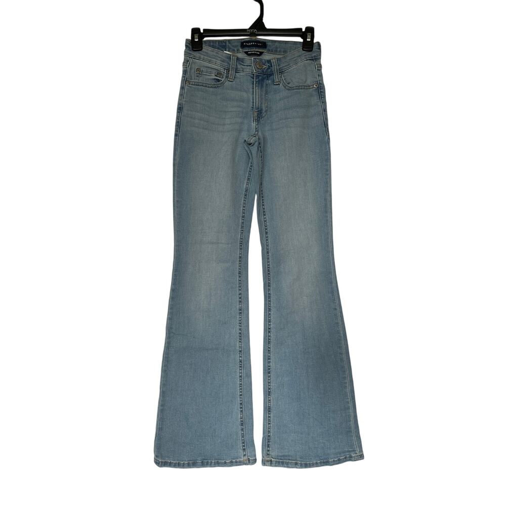 Aeropostale🌿Mid Rise Flare Jeans Women Sz 00 Light Wash Stretch Denim Retro Y2K